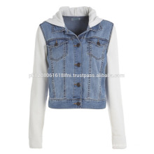 Fleece sleeves and jeans jacket fashion wear for party and club casual